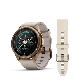 fenix 9 Pro - inReach, 43mm, AMOLED, Sapphire, Autumn Gold Titanium, Bone Leather band
