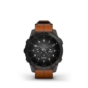 epix (Gen 2), Sapphire, Black, Carbon Gray DLC Titanium, Leather Band