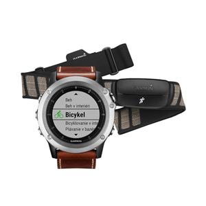 fénix 3 Sapphire, Silver Leather, Performer Bundle