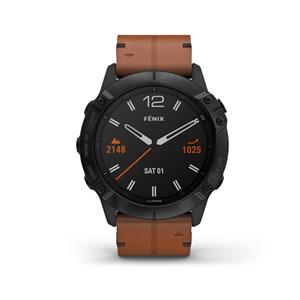 fénix 6X Sapphire, Black DLC, Chestnut Leather Band