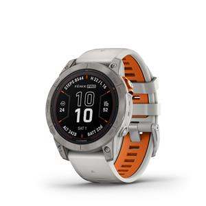 fenix 7 Pro Sapphire Solar, Titanium, Fog Gray/Ember Orange Band