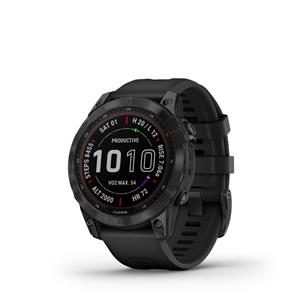 fenix 7 Sapphire Solar, Black DLC Titanium, Black Band