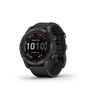 fenix 7 Sapphire Solar, Carbon Gray DLC Titanium, Black Band