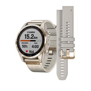 fenix 7S Sapphire Solar, Cream Gold Titanium, Cream Tethered Nylon Band