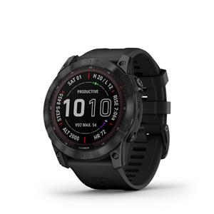 fenix 7X Sapphire Solar, Black DLC Titanium, Black Band