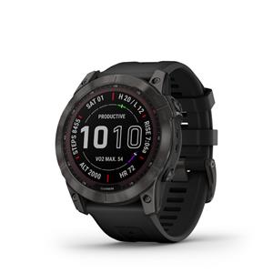 fenix 7X Sapphire Solar, Carbon Gray DLC Titanium, Black Band