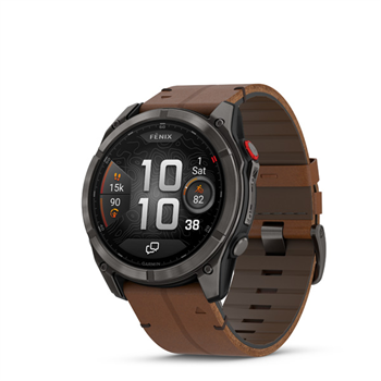 fenix 8 Pro - 51mm, AMOLED, Sapphire, Carbon Gray DLC Titanium, Chestnut Leather band