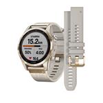 Garmin fenix 7S Sapphire Solar, Cream Gold Titanium, Cream Tethered Nylon Band